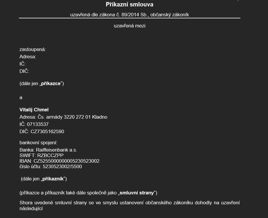Příkazní smlouva část 1/4