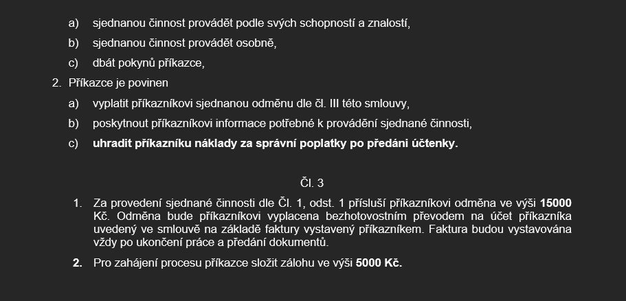 Příkazní smlouva část 3/4