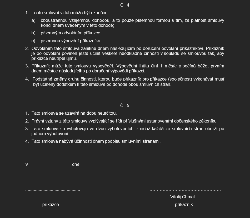 Příkazní smlouva část 4/4